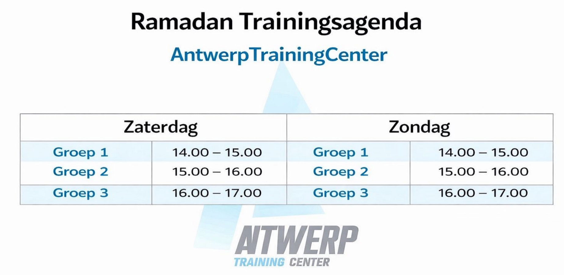 Ramadan Trainingsagenda Antwerp Training Center